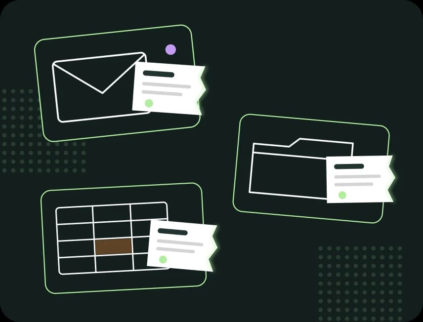 Certificates scattered across an email inbox, a shared folder and a spreadsheet
