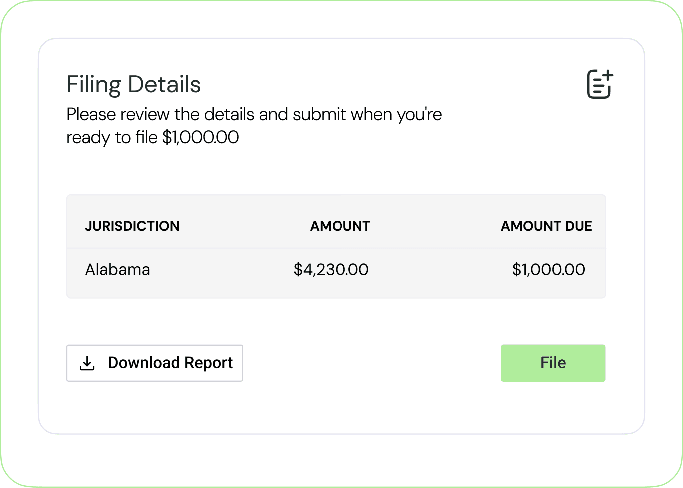 File and remit product screenshot