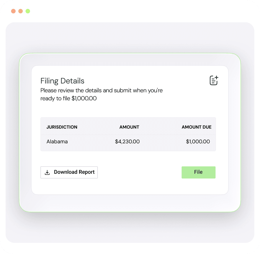 File and remit product screenshot