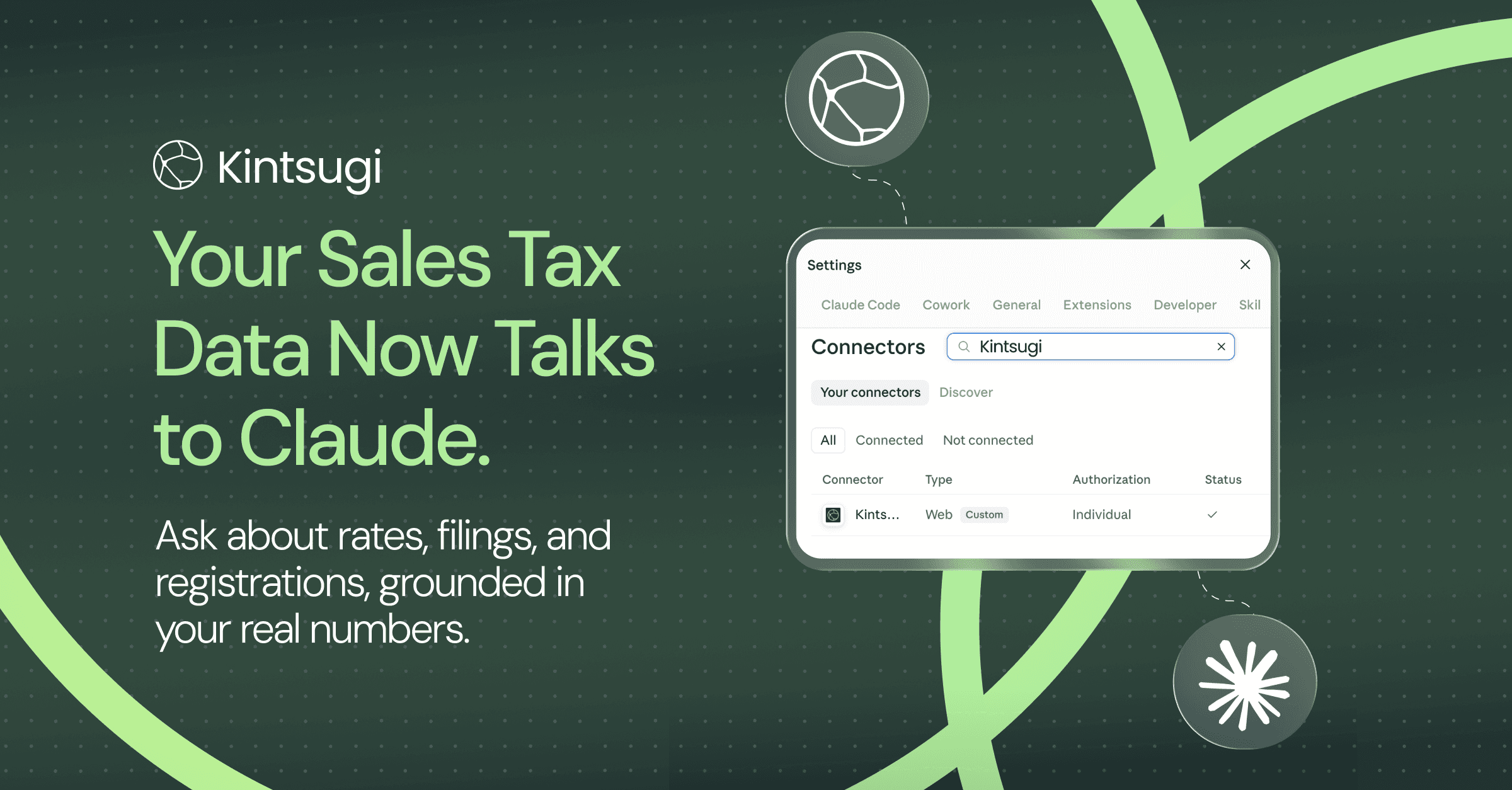 Your sales tax data now talks to Claude: the Kintsugi connector in Claude settings