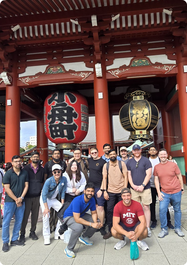 Team at Sensoji Temple entrance