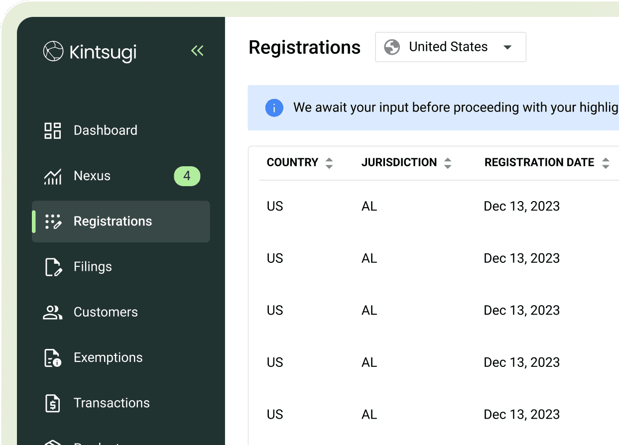 Kintsugi registrations dashboard